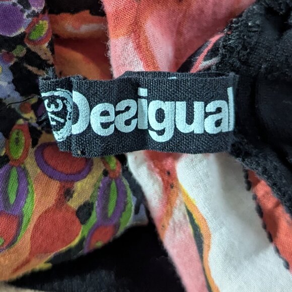 Desigual Butterfly Floral Foldover Waist Cropped Pants EU 34 Black Multicolor - Picture 12 of 13